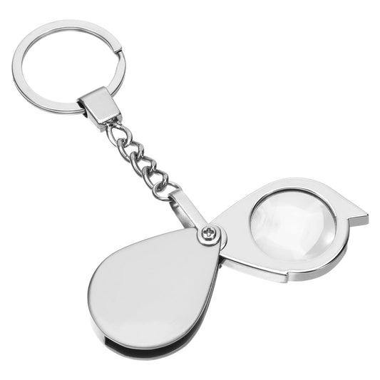 20x Pocket Magnifying Glass, Small Jewelers Magnifier Silver Foldable Rotating Mini Loupe Magnifier Keychain for Reading Newspaper, Book, Magazine, Hobby Jewelry, Gems, Diamonds