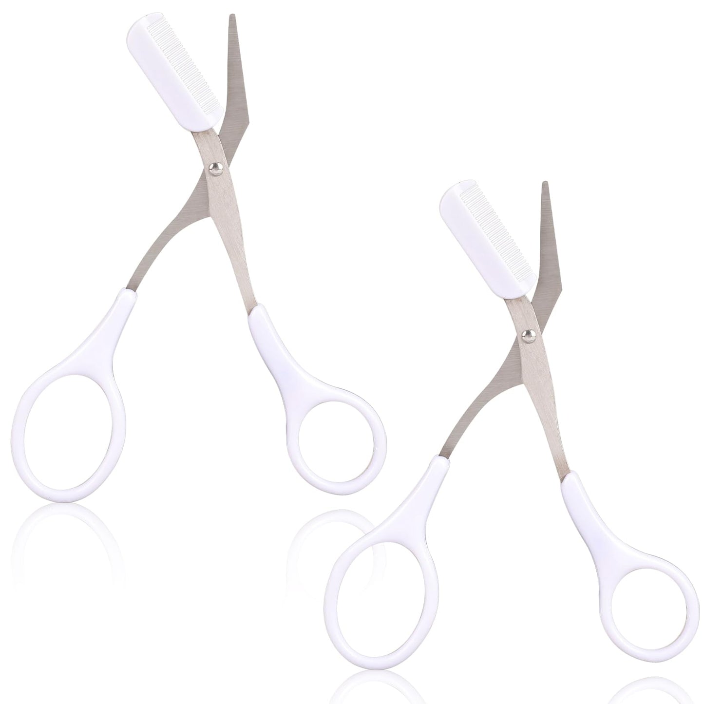 Eyebrow Scissors with Comb Precision Eyebrow Trimmer Scissors Eyebrow Trimming Scissors with Comb Non-Slip Finger Grips Hair Removal Eyebrow Scissors for Men Women (White&White)