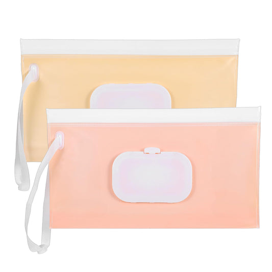 Wet Wipe Holder for Babies, Pack of 2, Refillable Wet Wipe Dispenser, Portable Wet Wipe Cover for Baby Wipes, Bag, Travel Container for Wet Wipes, Reusable Wet Wipe Bag for Nappies