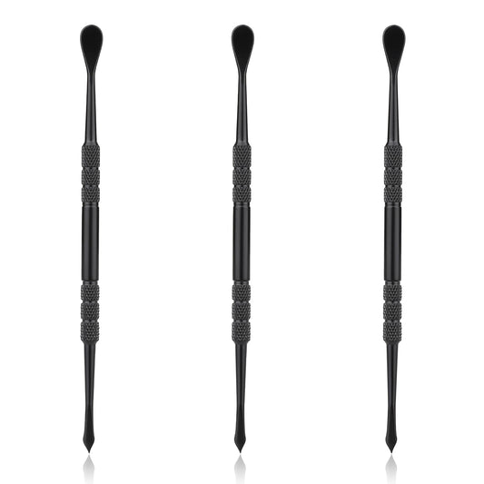 KALIONE 3 Pieces Wax Carving Tools, Double-Headed Wax Tool Wax Molding Sculpting Spoon Tools Stainless Steel Clay Carving Tool Spoon Kit for Wax Clay Pottery Jewelry Making Supplies, Black