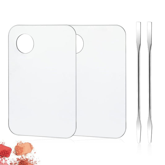 Makeup Mixing Palette,2 PCS Professional Cosmetic Makeup Palette with Stainless Steel Spatula Tool for Mixing Foundation Nail Art Makeup Tools