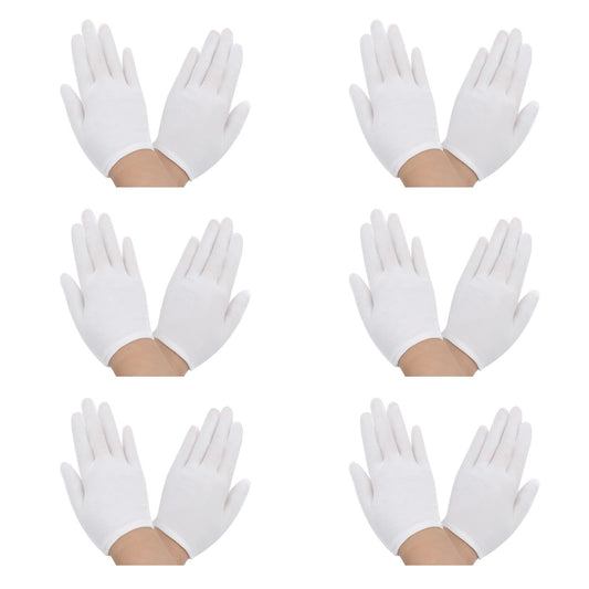 KALIONE 6 Pairs Small White Gloves Soft Cotton Gloves, Cosplay Costume Dress Gloves, Wrist Length Formal Opera Gloves for Gloves for Stage Show Party Favors
