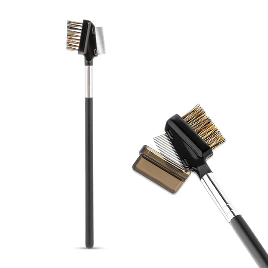 Eyebrow Brush Eyelash Separator Brow Comb Metal Eyelash Comb Brush Resuable Double-Sided Eyebrow Brush Eyelash Comb, Eye Brow Makeup Brush Eye Lash Comb for Eyelashes Extension (Bristles)