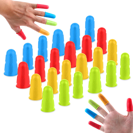 24Pcs Finger Protectors 3 Sizes Rubber Fingers Tip Fingers Covers Thimble Finger Tips Office Cover Rubber Fingers Covers Finger Pads Silicone Hot Glue Finger Caps for Counting Collating Sorting