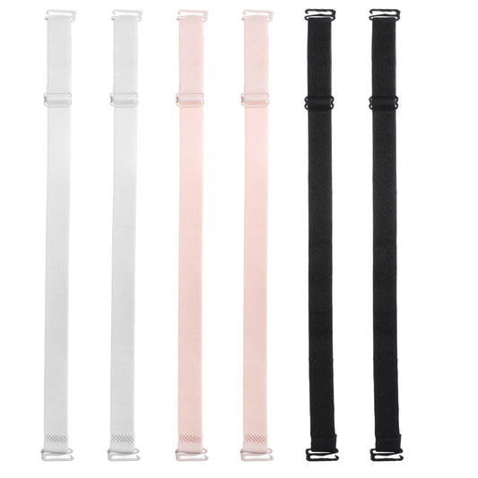 KALIONE Women's Non-slip Bra Straps, 3 Pairs Elastic Bras Shoulder Straps Replacement White/Skin/Black Adjustable Bra Strap Holder for Women Girls Strapless Bras Underwear(15mm Width)