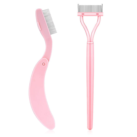 2pcs Eyelash Separator Comb Metal Foldable Teeth Eyelash Combs Separator Tool for Individual Lashes, Eyelash Brush Separator Comb Mascara Separator Tool for Lash Extensions