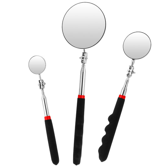 3 Size Telescoping Inspection Mirror Set, Flexible Circular Inspection Mirror 360 Rotation with Extended Handle Round Inspection Mirrors for Checking Vehicle Condition(Dia-1/2/3 Inch)