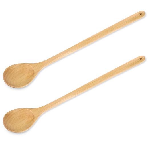 2 Pieces Long Handle Wooden Spoons Cooking Utensils Mixing Stirring Baking Serving Kitchen Utensils Bamboo Cooking Spoon Nonstick Cookware Wood Serving Spoon