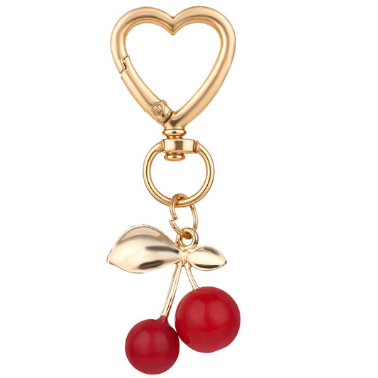 Red Cherry Keychain Cherry Bag Charm Heart Keyring Cherry Pendant Keychain Cute Cherry Charm for Purse Handbag Car Keys