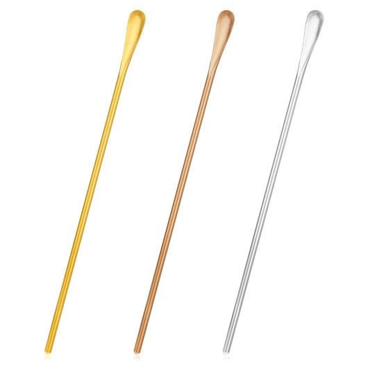 3 PCS Bar Mixing Spoon, 10 Inch Metal Coffee Stir Sticks with Long Handle 304 Stainless Steel Cocktail Stirring Spoons Reusable Espresso Spoons Iced Coffee Accessories Drink Stirrer Set (3 Colors)