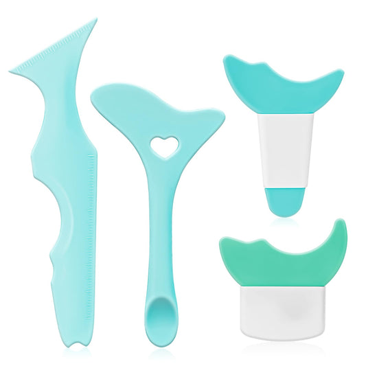 Eyeliner Stencil Kit, 4Pcs Silicone Eyeliner Tools Winged Tip Eyeliner Aid Reusable Eyeliner Guide Tool Eyeshadow Applicators Eyeliner Guide Tool Multifunction Eye Makeup Tool Kit (Green)