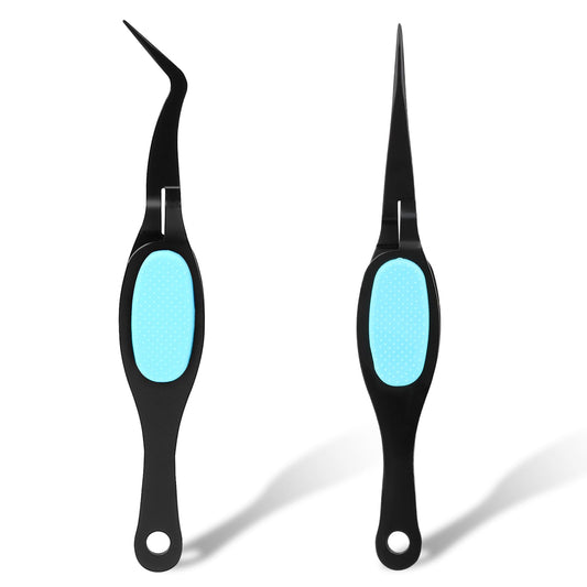 2 Pcs Craft Tweezers Curved Tweezers Precision Tweezers Reverse Tweezers for Crafts Crossing Lock Tweezers Soft Grip Tweezers Fine Point Tweezers with Curved Tip and Straight Tip