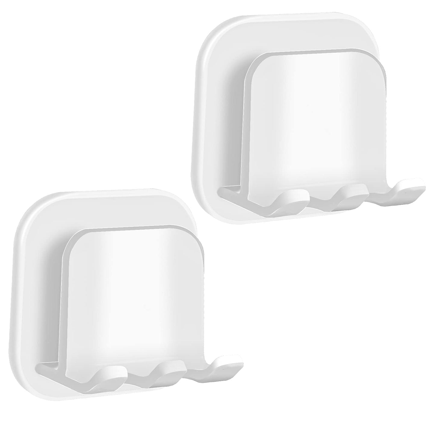 Toothbrush Holder Wall Mounted Self Adhesive,Toothbrush Hook Plastic Toothbrush Holders Organizer, Water Proof White Hanging Tooth Brush Holder for Bathroom Shower 2Pcs