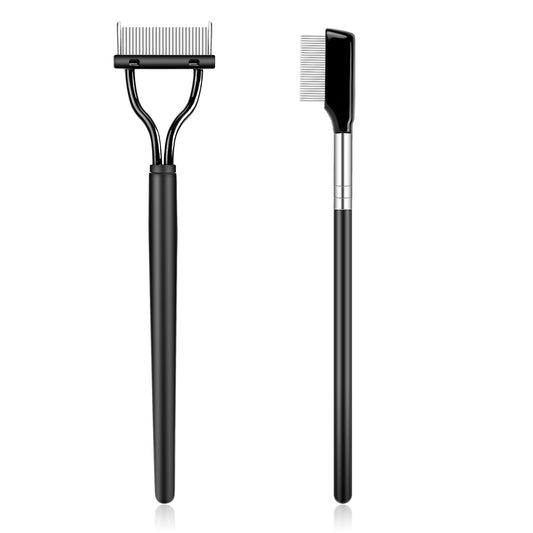 Eyelash Comb, 2PCS Lash Separator Combs with Stainless Steel Teeth Portable Eyelash Brush Foldable Eyebrow Brush Eyelash Grooming Tools Eyelash Separator Tool Professional Eye Makeup Tools for Women