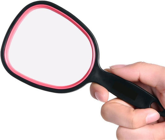 2 Pcs Small Handheld Mirror with Handle for Men 7" x 3" Lightweight Hand Mirrors for Gift Single Sided Portable Travel Vanity Mirror for Women Makeup Bathroom Travel Barber Salon(Pink,Purple)