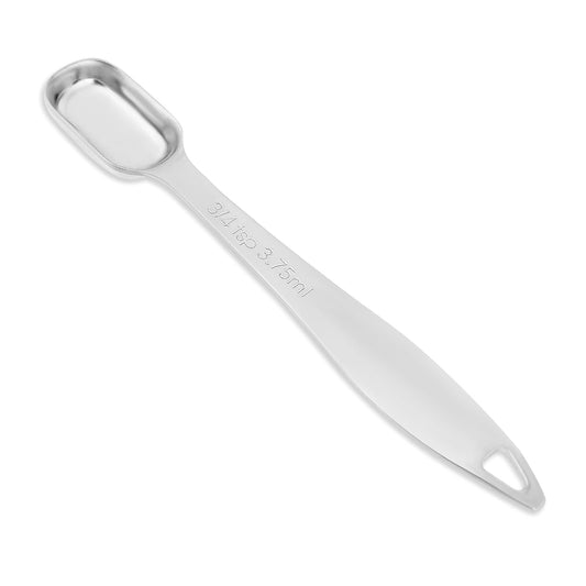 3/4 Teaspoon Stainless Steel Single Measuring Spoon (3.75 ml | 3/4 TSP | 1/4 Tbsp | 3.75 cc | 1/8 oz) Long Handle Rectangular Individual Measuring Spoons