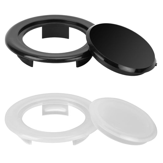 Mozeat Lens 2 Sets Patio Table Umbrella Hole Rings and Caps Patio Table Umbrella Hole Rings and Caps for Outdoor Activities Summer Garden Parties (Black, White)
