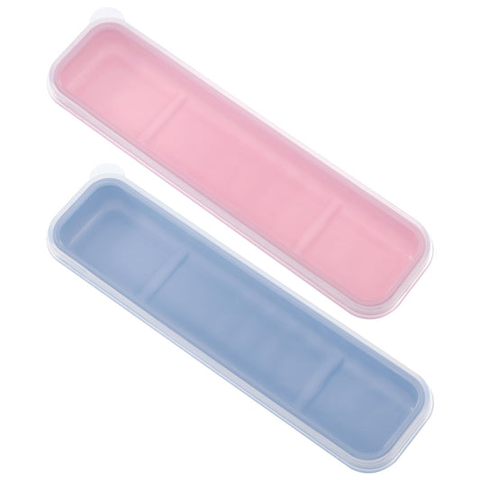 2Pcs Portable Travel Tableware Storage Box Case, Simple Utensil Holder with Lid for Cutlery Flatware, Foldable Plastic Silverware Holder for Lunch Box Travel Chopstick Case Spoon Case Fork Holder