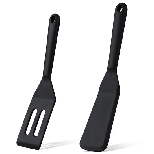 2 Pieces Brownie Spatula Set Mini Silicone Serving Spatula Flexible Nonstick Slotted Cookie Spatula Heat-Resistant Silicone Serve Turner Kitchen Utensil for Cooking Brownies Cookies Pancake Flip Eggs