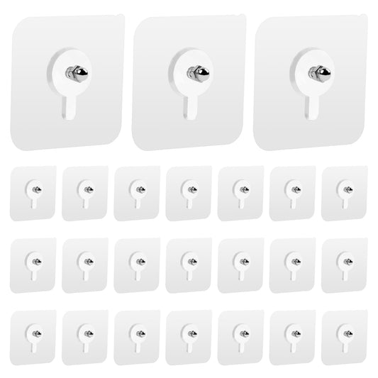 Vin Beauty 24Pcs Self Adhesive Hooks Nails Wall Picture Hangers Without Nails Wall Hooks Reusable Removable Waterproof Transparent Sticky Hooks for Kitchen Bathroom Hooks