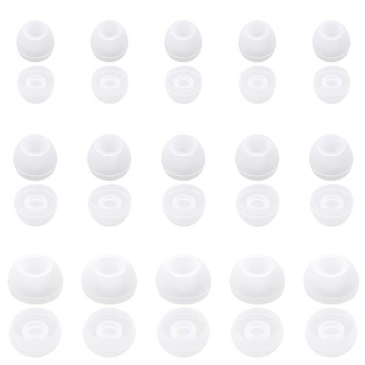 Pack of 30 White Silicone Earphones Replacement Earplugs Headphones Earplugs Headphones Rubber Tips Soft Earphones with Most In-Ear Headphones S/M/L