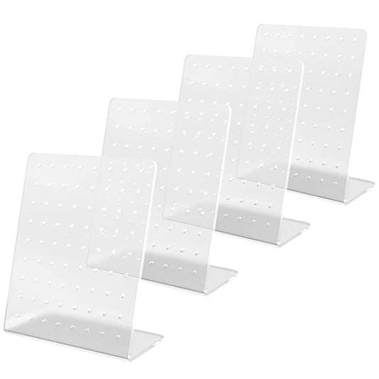 4 Pcs Earring Holder, 72 Holes Earrings Ear Studs Jewelry Acrylic Show Display Rack Stand Stud Earring Organizer Holder Showcase Plastic Earring Stud on Holders for Commercial Display Household
