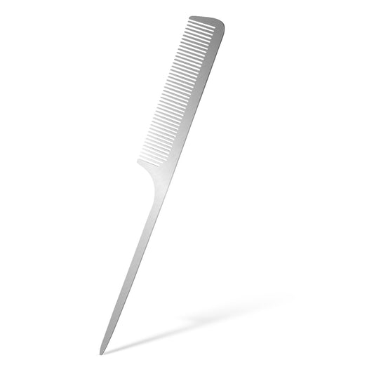 Metal Rat Tail Comb Stainless Steel Hair Combs Flat Top Fine Cutting Comb Teasing Pin Tail Barber Comb with Parting Tip, Rat Tail Comb with Metal Pick for Hair Stylist Women Men