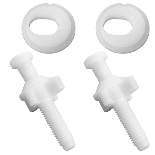 2 Pack White Plastic Bolts and Nuts with Washers Plastic Bolt of Toilet Seat Universal Toilet Seat Screws Toilet Seat Hinge Bolt Replacement for Fixing The Top Mount Toilet Seat