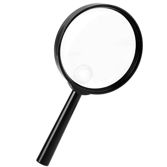 Black 90mm Shatterproof Lens Reading Magnifier Large Magnifying Lens with Non-Slip Handle 2.5X 10X Handheld Magnifying Glass for Elder Reading Kids Nature Exploration Observation