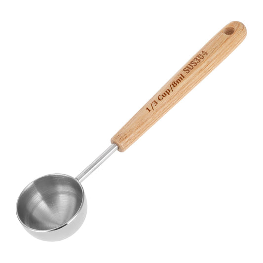 8ml Coffee Measuring Scoop, Vintage Coffee Scoop for Ground Coffee Stainless Steel Tablespoon Scoop Long Wooden Handle Tablespoon Measuring Spoon Coffee Spoon Retro Honey Spoons for Coffee Tea
