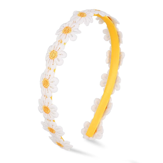 Daisy Headbands for Women, Yellow Embroidery Flower Hair Bands Daisy Flower Crown Headbands Cute Flowers Hair Accessories Sunflower Crown Hair Wreath for Spring Birthday Party Supplies