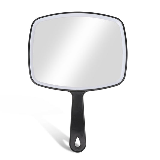 KALIONE Large Hand Mirror, 10.3" Lx7.4 W Handheld Mirror Barber Hand Mirrors with Handle Travel Makeup Mirror for Women Men, Black