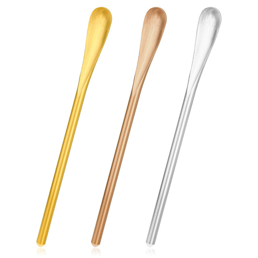 3 PCS Coffee Stir Spoon, 5.1 Inch Small Latte Spoons Coffee Stir Sticks 304 Stainless Steel Bar Spoon Cocktail Stirring Spoons Espresso Mixing Spoon Reusable Iced Coffee Accessories Drink Stirrer