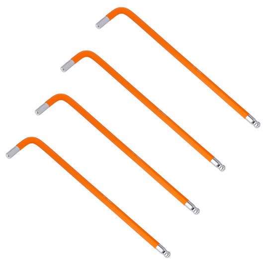KALIONE 4Pcs 5mm Hex Key Wrench, L Wrench Hex Allen Wrench, Ball End Hex Key Wrench, Long Arm Wrench, S2 Steel Repairing Tool for Repairing Furniture Bike(Orange)