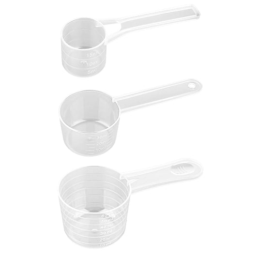 4 Pieces Measuring Spoons, dosing Spoons 60 ml, 30 ml, 15ml，Detergent dosing aid, Plastic Transparent Measuring Spoons for Milk Powder, Protein Powder, Flour, Kitchen Supplies