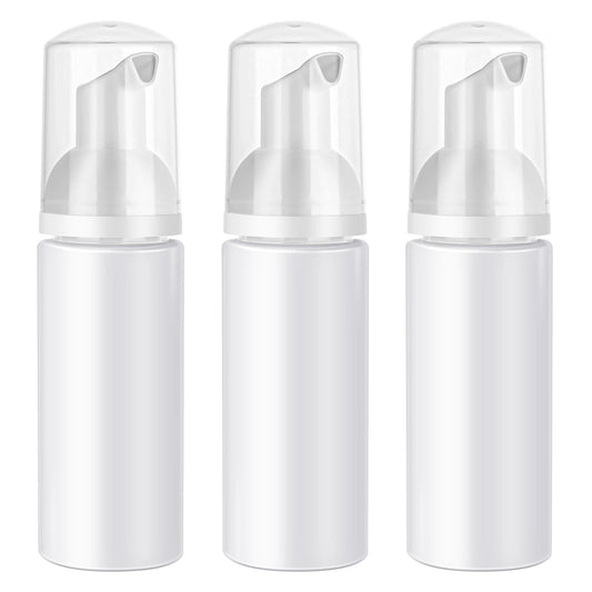 3 Pcs 2oz Soap Foam Bottle Empty Travel Foaming Dispenser Foam Pump Bottle for Shampoo Hand Soap Lash Cleanser(White)