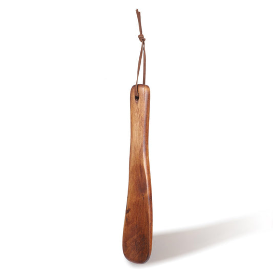 Alrhso Wooden Shoe Horn 7.5" Short Handle Wood Shoehorn with Leather Lanyard Lazy Aid Tool Travel Shoehorns for Men Women Seniors Pregnancy