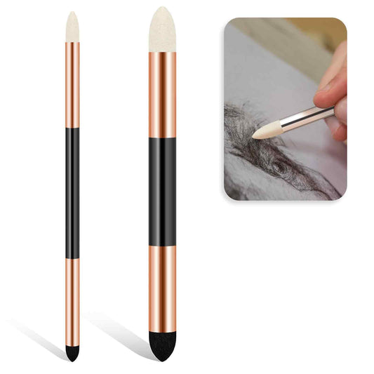 2PCS Artist Blending Sponge Pen,Doubleheaded Blending Stump Pencil Sketch Pen Brush Rubbing Sponge Drawing Art Blender Drawing Blender Tool Reusable Drawing Soft Pastel Blending Lightening & Highlight