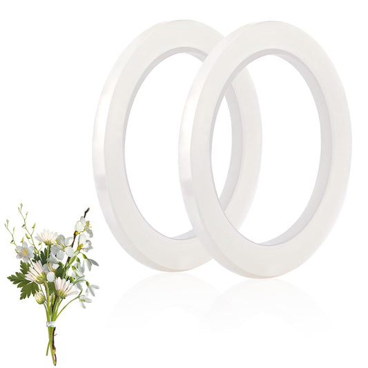 KALIONE 2 Roll 144Yd Waterproof Florist Tape 1/4" Wide Floral Tape Florist Tape Clear Floral Tape White Flower Wrap Adhesive Decorative Tape for Flower Arrangements Craft