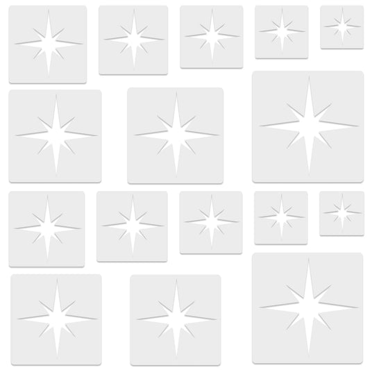 16 PCS Octagonal Star, Star Stencils Different Sizes for Painting Template Star Stencil for Crafts Plastic 5 Point Star Templates for Fabric Wall Arts Paper Home Decoration
