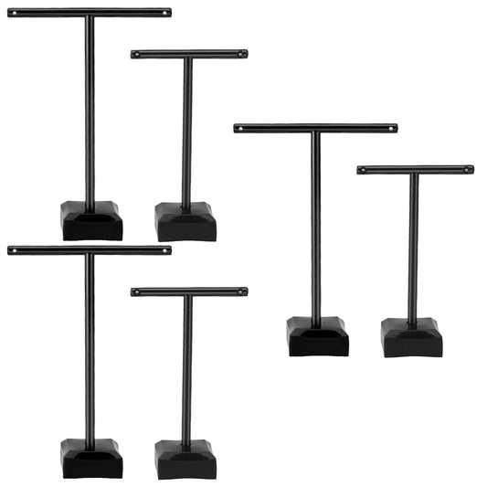 KALIONE 6 Pcs Acrylic Earrings Display Clear Earring Display Holder T Bar Earring Organizer Countertop Earring Hanger Stand Holder Tree Stand Earring Holder for Jewelry Props Show(Black)