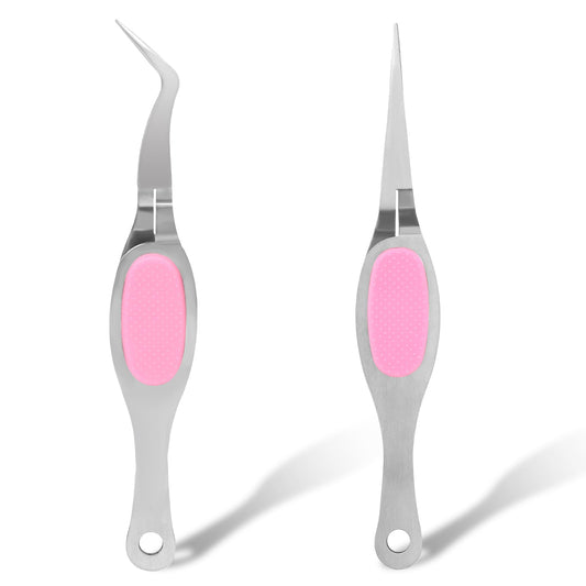 2 Pcs Craft Tweezers Reverse Tweezers for Crafting Curved Tweezers Precision Soft Grip Tweezers Crossing Lock Tweezers Fine Point Tweezers with Curved and Straight Tip for Jewelry Beading Electronics