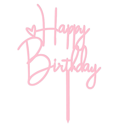 2pcs Happy Birthday Cake Toppers Pink Happy Birthday Cake Decorations Birthdays Decorations Birthdays Cakes Supplies for Celebrating Anniversary Party