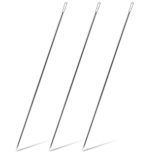 3PCS 12 Inch Large Eye Hand Sewing Needles Professional Long Upholstery Needles for Home Crafts Projects Doll Making Tufting