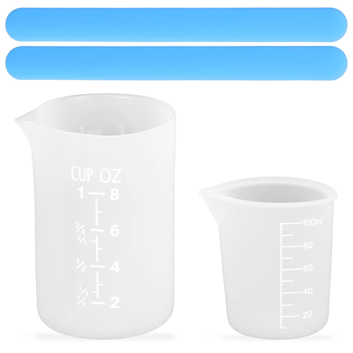 Silicone Measuring Cups, 2 Pcs 100ml/250ml Silicone Measuring Jugs