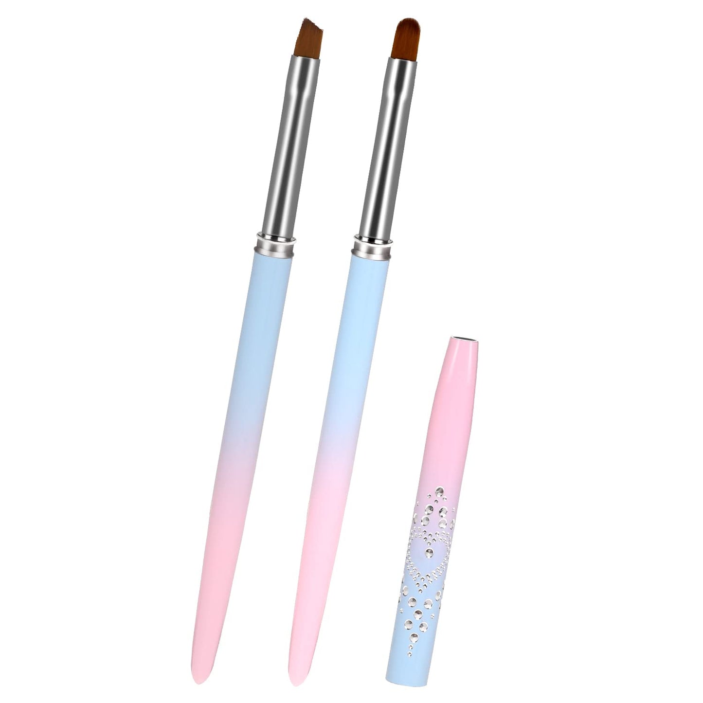 Sliverdew Nail Art Clean Up Brushes, 2Pcs Round&Angled Nail Painting Brushes Professional Nail Design Brushes , Finger Nail Polish Brush for Cleaning Mistake on the Cuticles