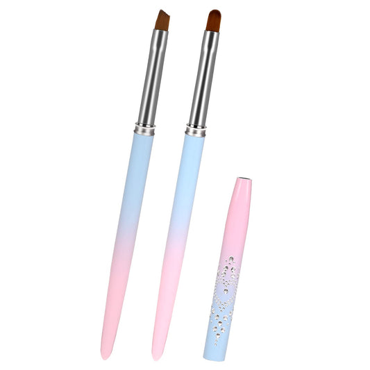 Sliverdew Nail Art Clean Up Brushes, 2Pcs Round&Angled Nail Painting Brushes Professional Nail Design Brushes , Finger Nail Polish Brush for Cleaning Mistake on the Cuticles