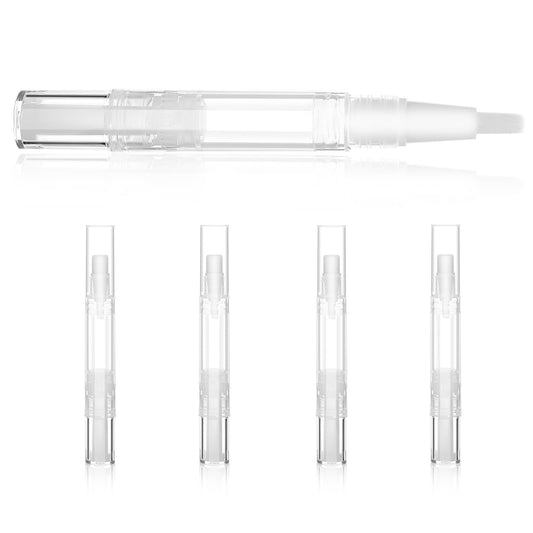 5 Pack 5ml Transparent Twist Pen Empty Cuticle Oil Pen with Brush Tip Eyelash Growth Liquid Tube Cosmetic Lip Gloss Container Travel Cosmetic Containers Bottles (5 Pcs 5ml)