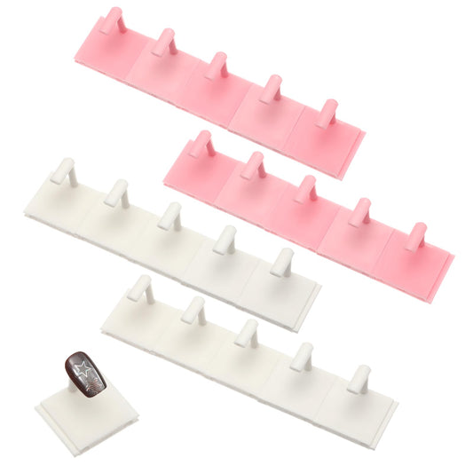 20 Pcs Nail Stand, Nail Practice Stand, Nails Tip Display Holder, Nails Tip Practice Art Training Stands for Painting-Nails, DIY Manicure Fingernail Salon ( White+Pink )