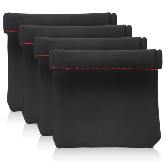Black Earphone Pouch, 4-Pack Headphone Bag, PU Leather Headphone Case,Headphone Organizer,Portable Headphone Bag with Soft Snap Spring Closure Bag,Suitable for Storage Headphones, U Disk,Jewelry